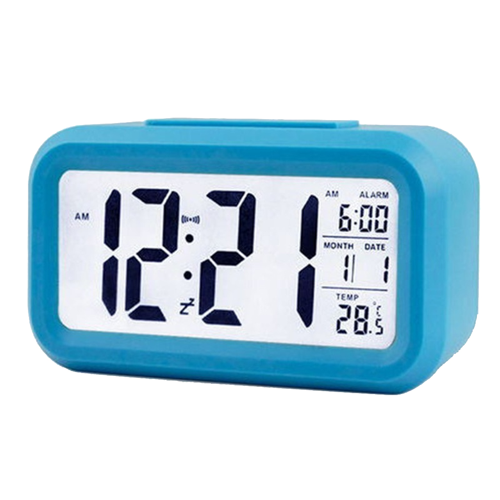 Elektrische Desktop Klok Elektronische Alarm Digitale Grote Led Scherm Klok Datum Tijd Kalender Bureau Horloge Home Decorations: Blauw