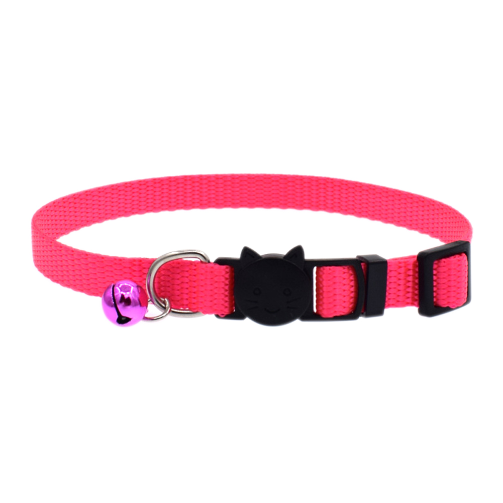 Cat Collar With Bell Safety Buckle Kitten Small Dogs Cats Adjustable Nylon Collars Pet Supplies E2S: Pink