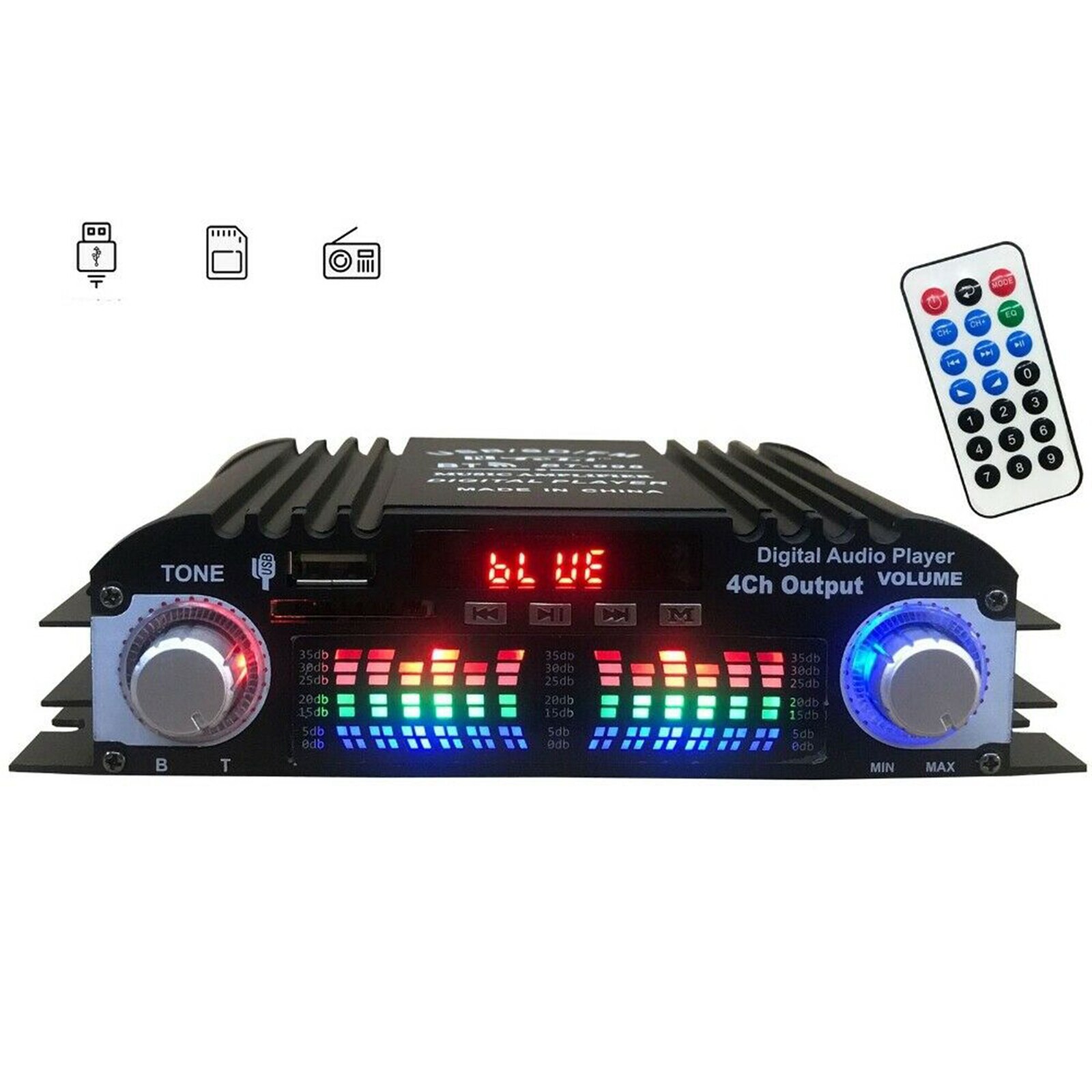 4 Channel Car Amplifier Mini HiFi Digital Stereo Audio Bass Power Amp Device