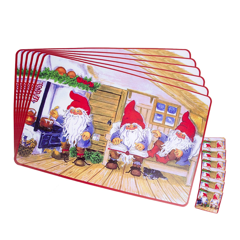12 stk / sæt julematemat spisebordmåtter coaster pad skål kopmåtte juledekorationer til hjemmebord jul