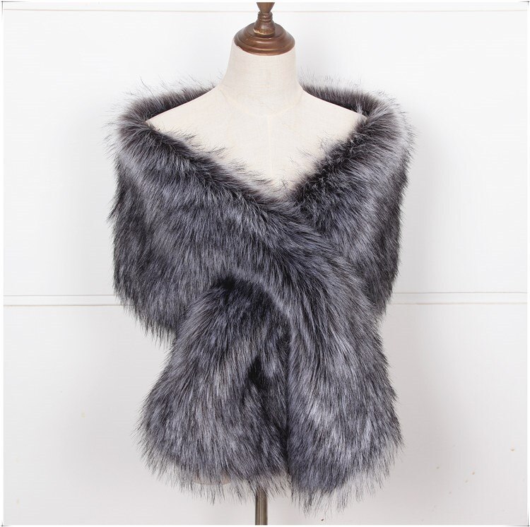 JaneVini Winter Braut Kap Hochzeit Mantel Faux Pelz Stola Weiß Rot Braut Capes Wraps Frauen Formale Kleid Schals Boleros Stolen: Photo Color 5