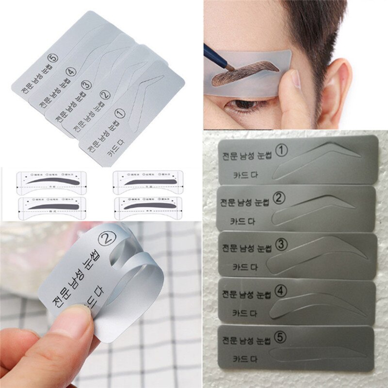 5 Styles Template Eyebrow Drawing Card Brow Make-Up Grooming Stencil Card Eyebrow Stencils