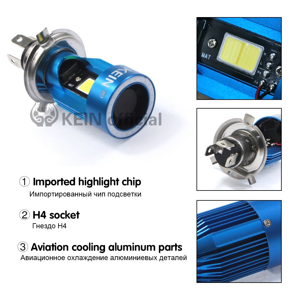 Geen angel eyes cob motorfiets led-licht  h4 ba20d h6 hs1 locomotief led-koplamp highlight chip koplamp scooter accessoires
