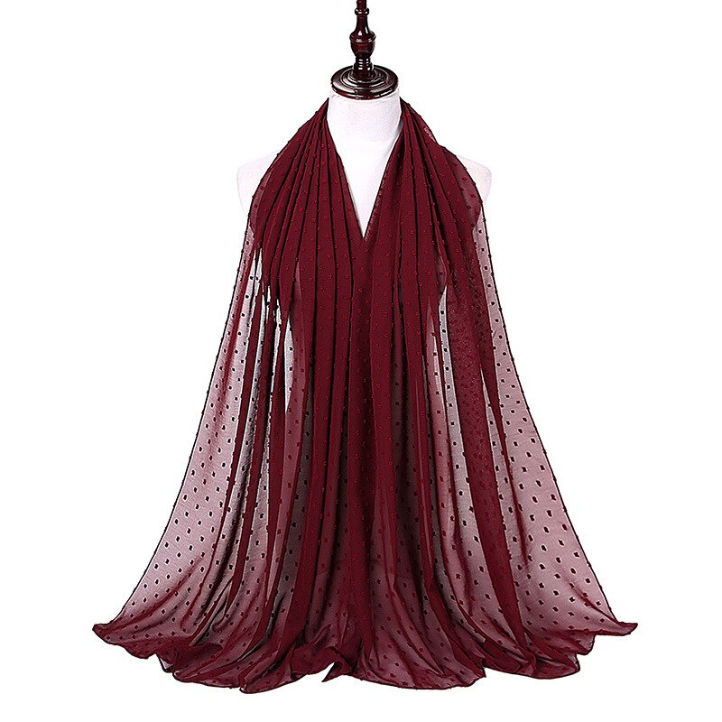 Foulard en mousseline de soie 72x175CM, couleur Pure, malaisie, indonésie, perles, couvre-tête: 10