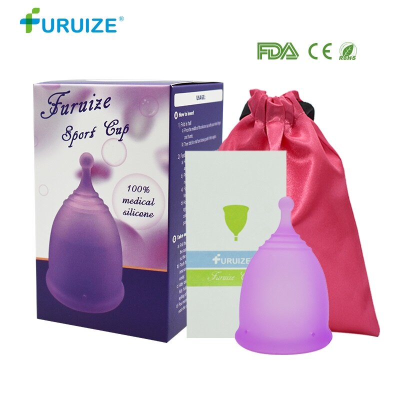Copa menstrual para mujer, Copa de higiene femenina, Copa Menstrual reutilizable de grado médico de silicona, 100%: 1pcs-bag-box-Purple / L size