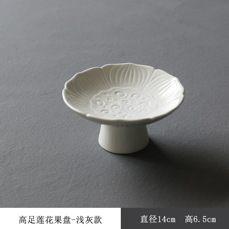 WIZAMONY fruit snack fruit tray ceramic high tea tray tea ceremony Japanese fruit nut dish: light gray