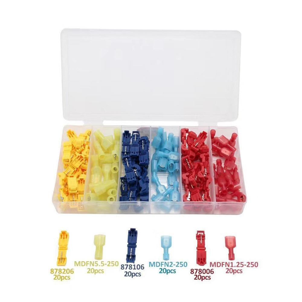 60 Pairs Assorted T-Tap Wire Connectors Quick Slide Disconnect Self Stripping Electrical Wire Terminals: Default Title