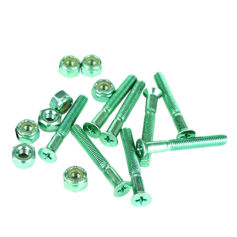 AKAGEAR 8Pcs Skateboard Screws for Installing Trucks Skateboarding Truck Gilt Screws Hardware: green