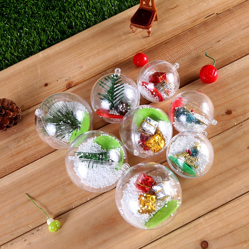 Christmas Decoration Hanging Ball DIY Plastic Sealable Can Open Transparent Hollow Sphere ChristmasTree Hanging Transparent Ball