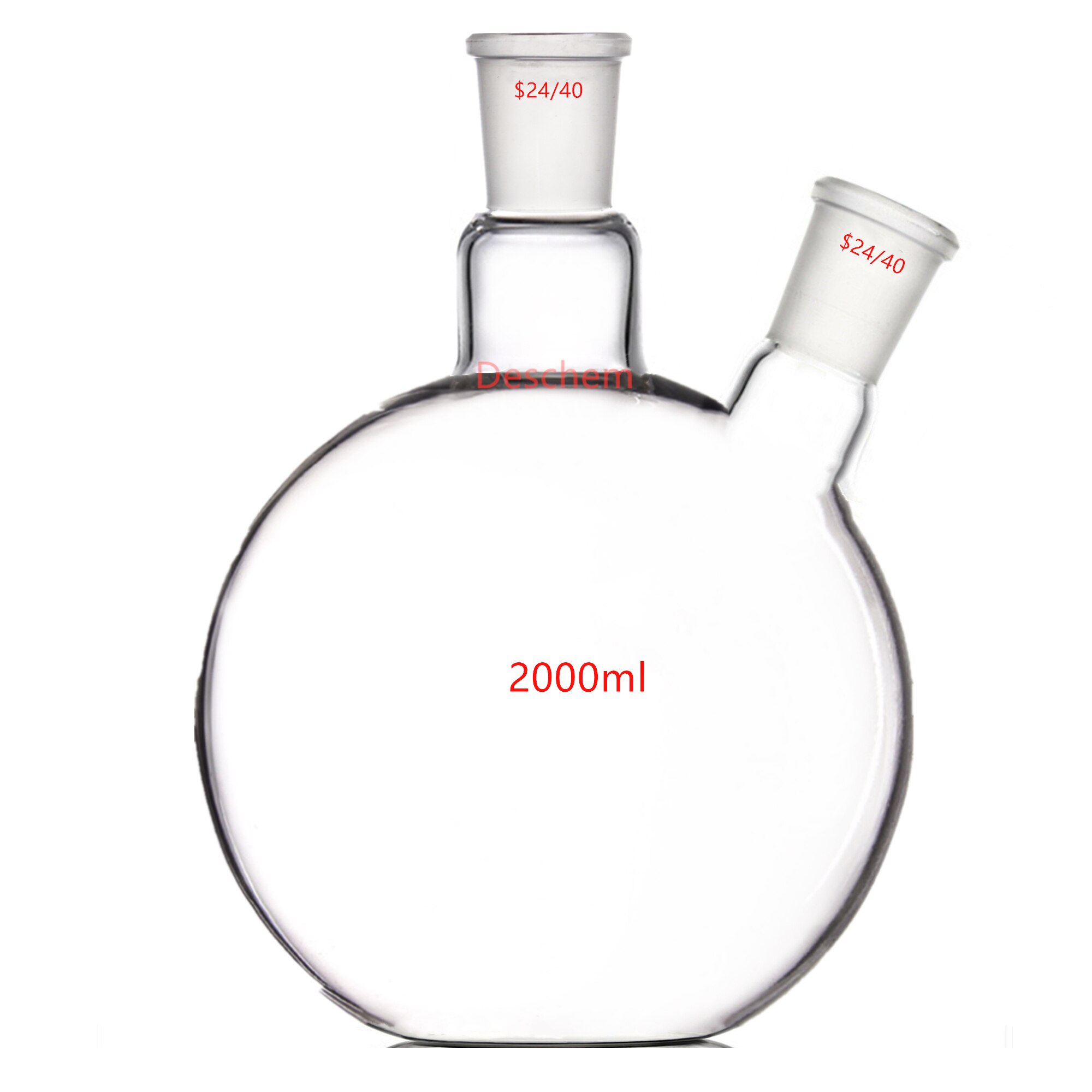 2000ml,24/40,2-Neck,Flat Bottom Glass Flask,2L,Two Necks,Laboratory Reaction Vessel