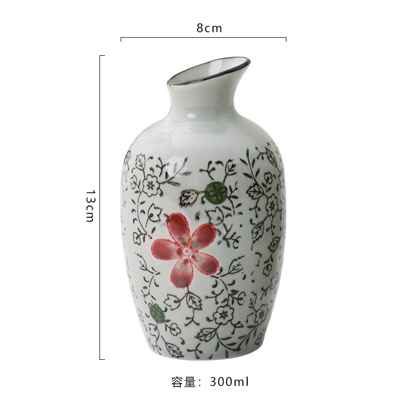 Japanese Style Vintage Blue and White Porcelain Wine Set Ceramic Hip Flasks Sake Cup Ceramic Crafts Home Wine Pot Tea Cup: Single Pot tengju