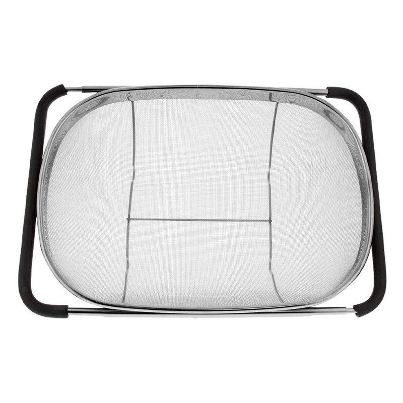 Gootsteen vergiet zeef mand roestvrij staal, voor keuken gootsteen met rubberen grip, fijnmazig roestvrij staal, uitschuifbare metalen zeef