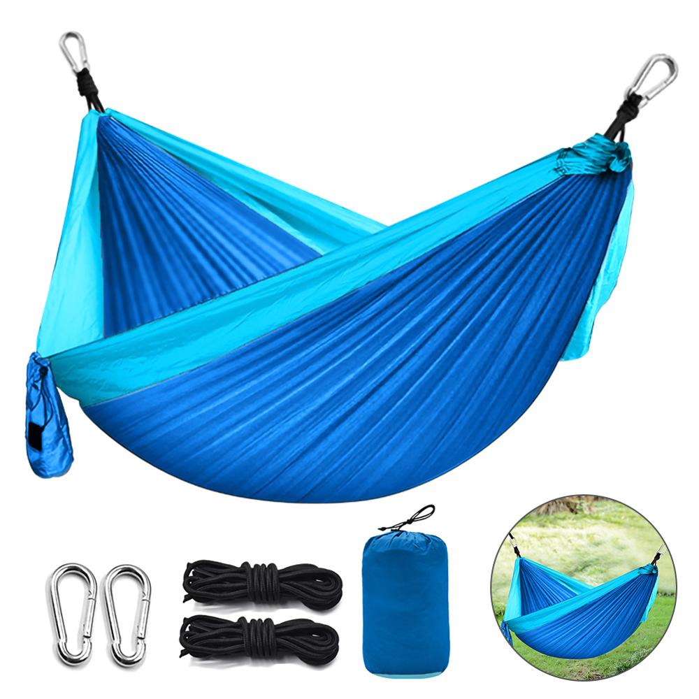 Hamaca para acampar al aire libre, hamaca para acampar, jardín al aire libre, familia, portátil, doble, hamaca SILLA DE columpio, 260x140cm