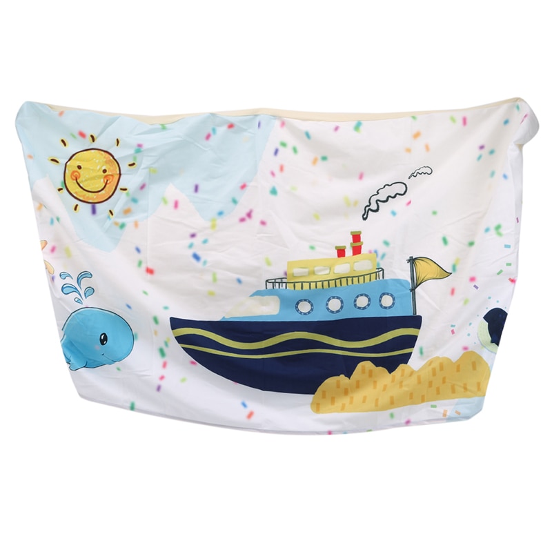 Printed Polyester Bed Cover Thick Elastic All-Inclusive Bedside Backrest Protection Dust Cover Home Bedroom Bed Cover: Whale and boat