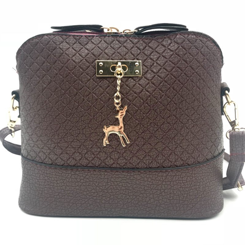 Kvinder skuldertasker mini taske med hjorte legetøjsskal form kvinder lille messenger crossbody taske dame lynlås håndtasker: Lilla