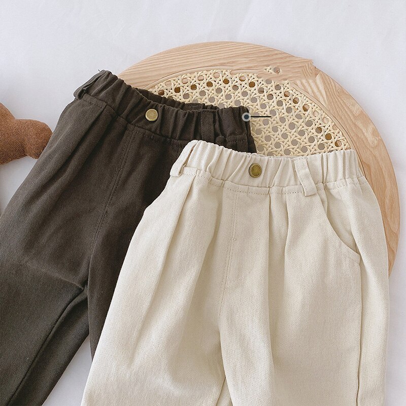 Pantaloni Casual per bambini primavera e autunno pantaloni per bambini tinta unita moda neonati pantaloni coreani vestiti per bambini pantaloni per bambini