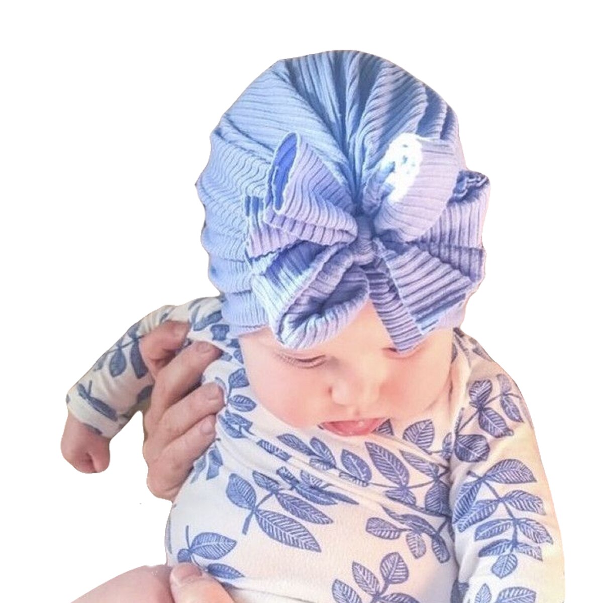 Baby Unisex Bow Indian Hat Knitted Rib Cotton Turban Knot Cap Solid Headwear Ribbed Bowknot Kid Accessories Cap 1-6yrs