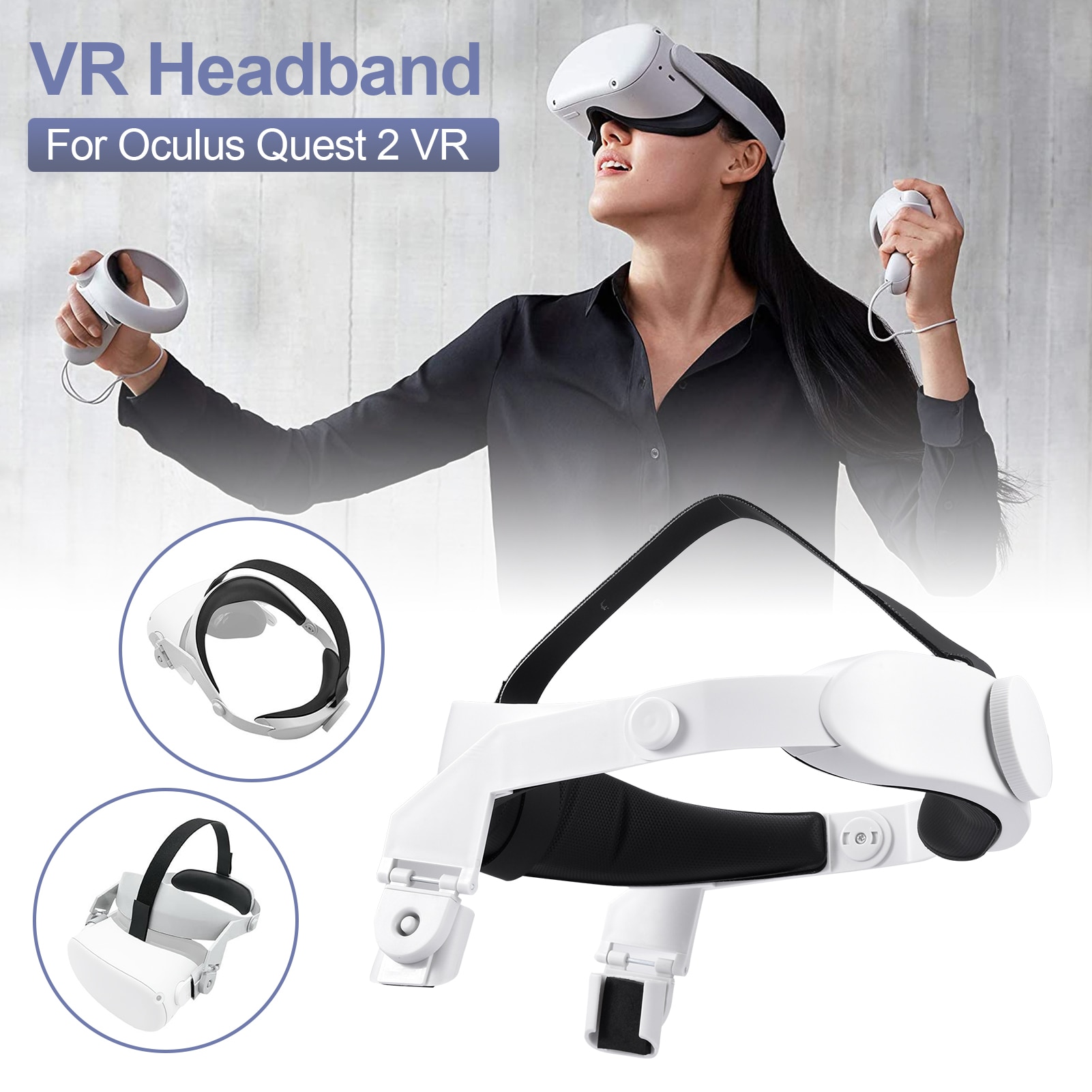 VR Headset Head Strap Headband For Oculus Quest 2 VR Increase Adjustable Comfort Headband for Oculus Quest 2 VR Accessories