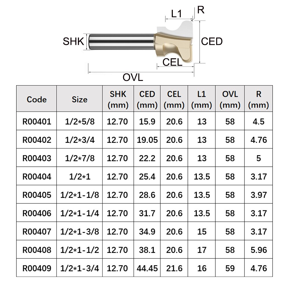 Tideway Grade Arc Nail Drawer Pull Router Bit Door Handle Slotting Milling Cutter Woodworking Grooving CNC Bits