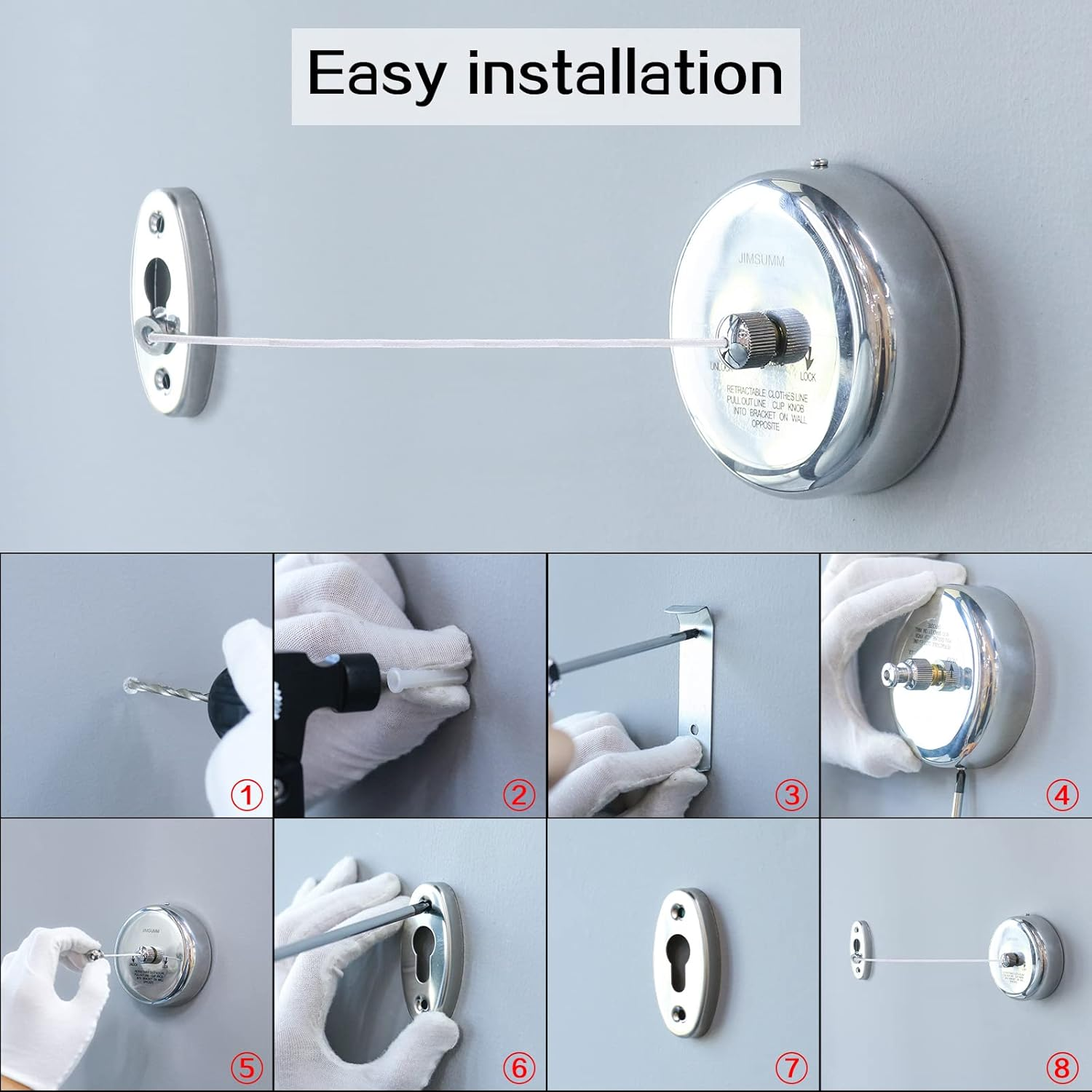 RV Clothesline Retractable Stainless Steel Bathroom Wire Rope Camping Car Outdoor Convenient Clothesline For Campervan Motorhome