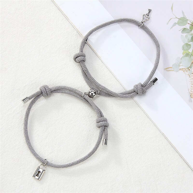 Mode Key Lock Metaallegering Paar Armband Magneet Attractie Beste Vriend Verstelbare Touw Armbanden Voor Vrouwen Mannen Sieraden: G