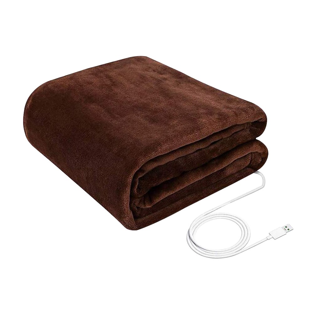 5V USB Winter Electric Blankets Heated Shawl Wrap Detachable Heated Pad Throw Blanket for Home Office Sofa 45x80cm: Coffee
