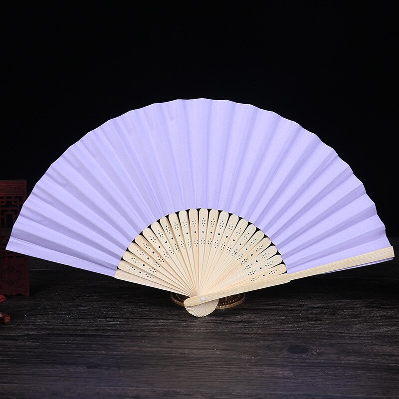 10 Pcs / Lot Pattern Folding Dance Paper Hand Fan Wedding Party DIY Favors: light purple