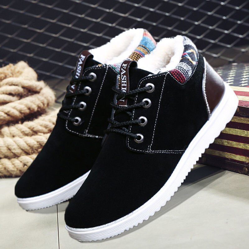 Vinterstøvler til mænd plys varme ankelstøvler herresko man chaussure homme fodtøj herre sneakers plus størrelse 569: Sort / 10