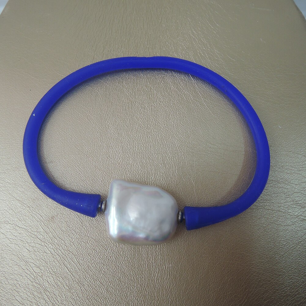 100% freshwater pearl bracelet with big AAA baroque shape,black pearl bracelet SILICON BRACELET