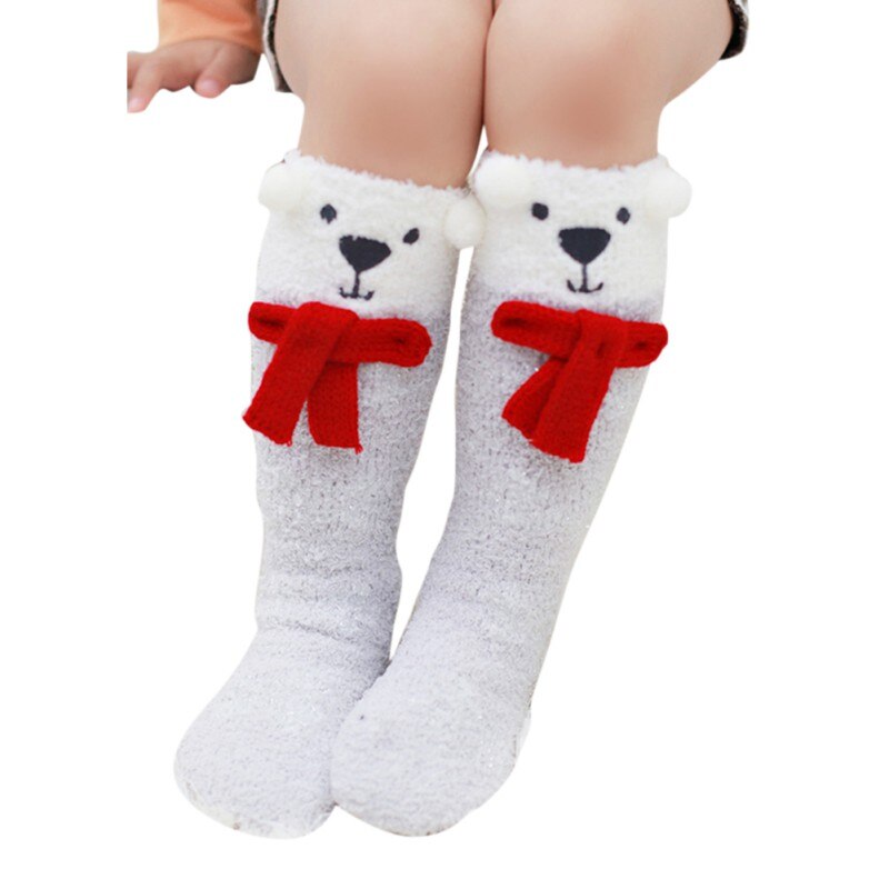 Kerst kinderen Cartoon Baby Kid Kousen Antislip Katoen Coral Fleece Lange Kousen Cartoon Winter Warme Panty 1- 12T