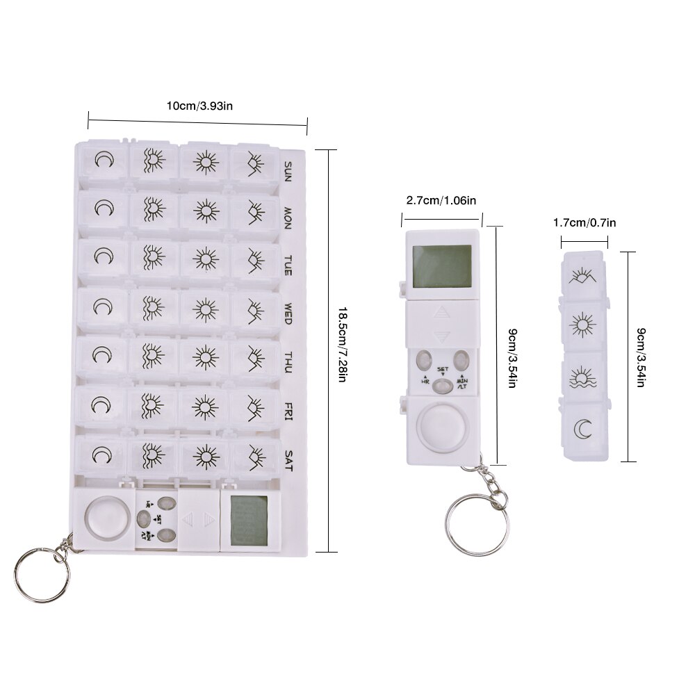 7 tage Pille Kasten Medizin Pille fallen Organizer LED Timer Erinnerung 28 Gitter Wöchentlich Tabletten Lagerung Pille Spender Alarm Uhr