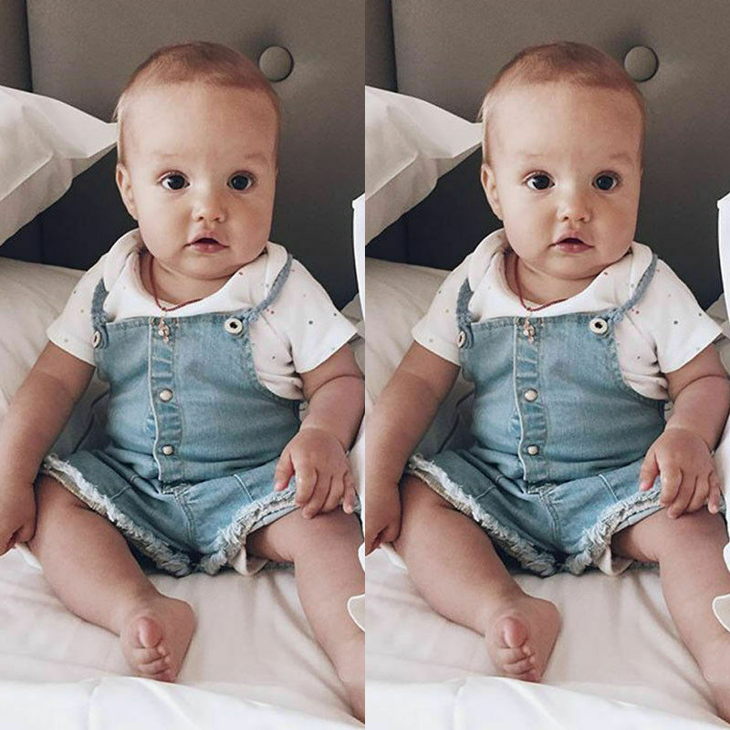 Baby Boys Girl Clothes Summer Denim Playsuit Sleeveless Overalls Jeans Strap Suspender Trousers Newborn Infant Short Pants 0-24M