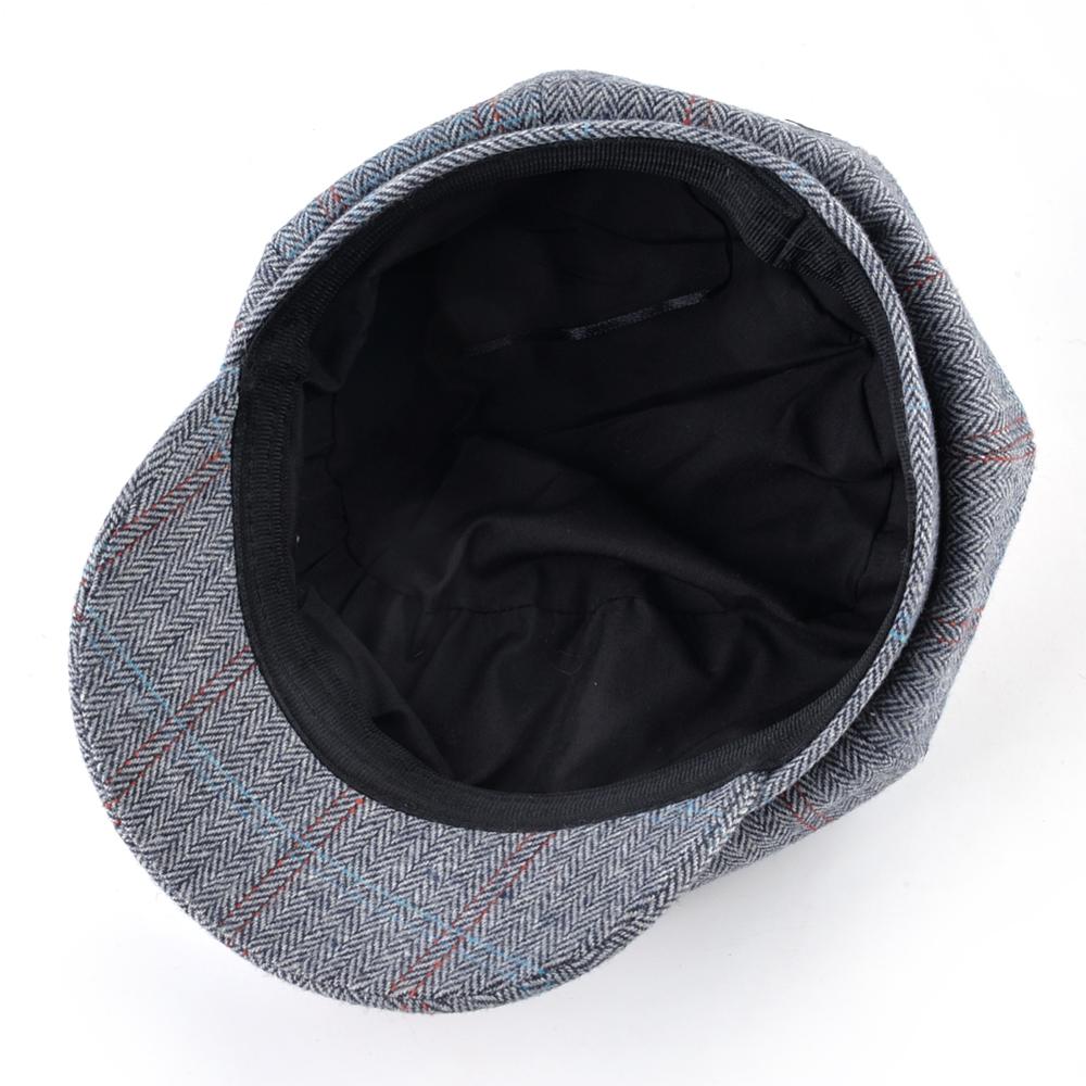 Gorros octogonales de tela de algodón para hombre, gorro de pintor a rayas para Newsboy, boinas informales de invierno para hombre, gorra Boina cálida de doble capa para otoño