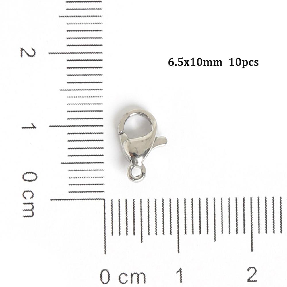 10pcs Stainless Steel Lobster Clasps For Bracelets Necklaces 9-15mm Hooks Chain Closure Findings Accessories For Jewelry Making: 6.5x10mm