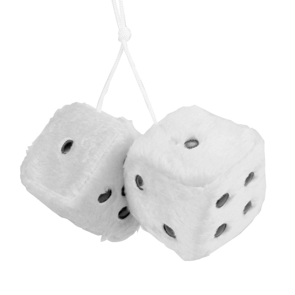 Coche colgante, dado de peluche dados automóviles colgantes para espejo retrovisor colgando suspensión adornos decoración # PY10: Blanco