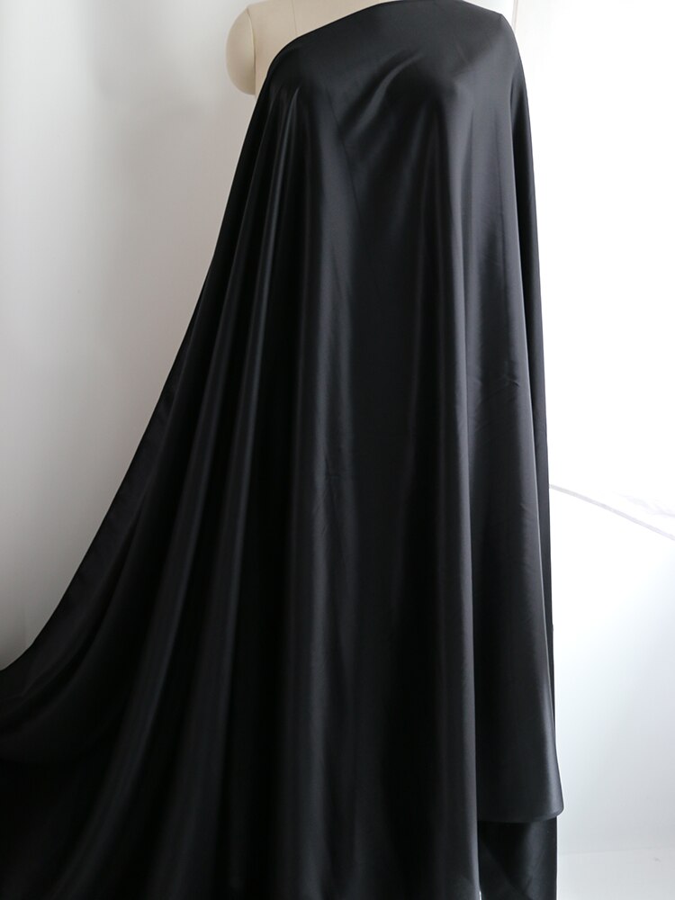 50cm * 112cm czarny błyszczący czysty jedwab miękka tkanina Charmeuse suknia podszewka materiał