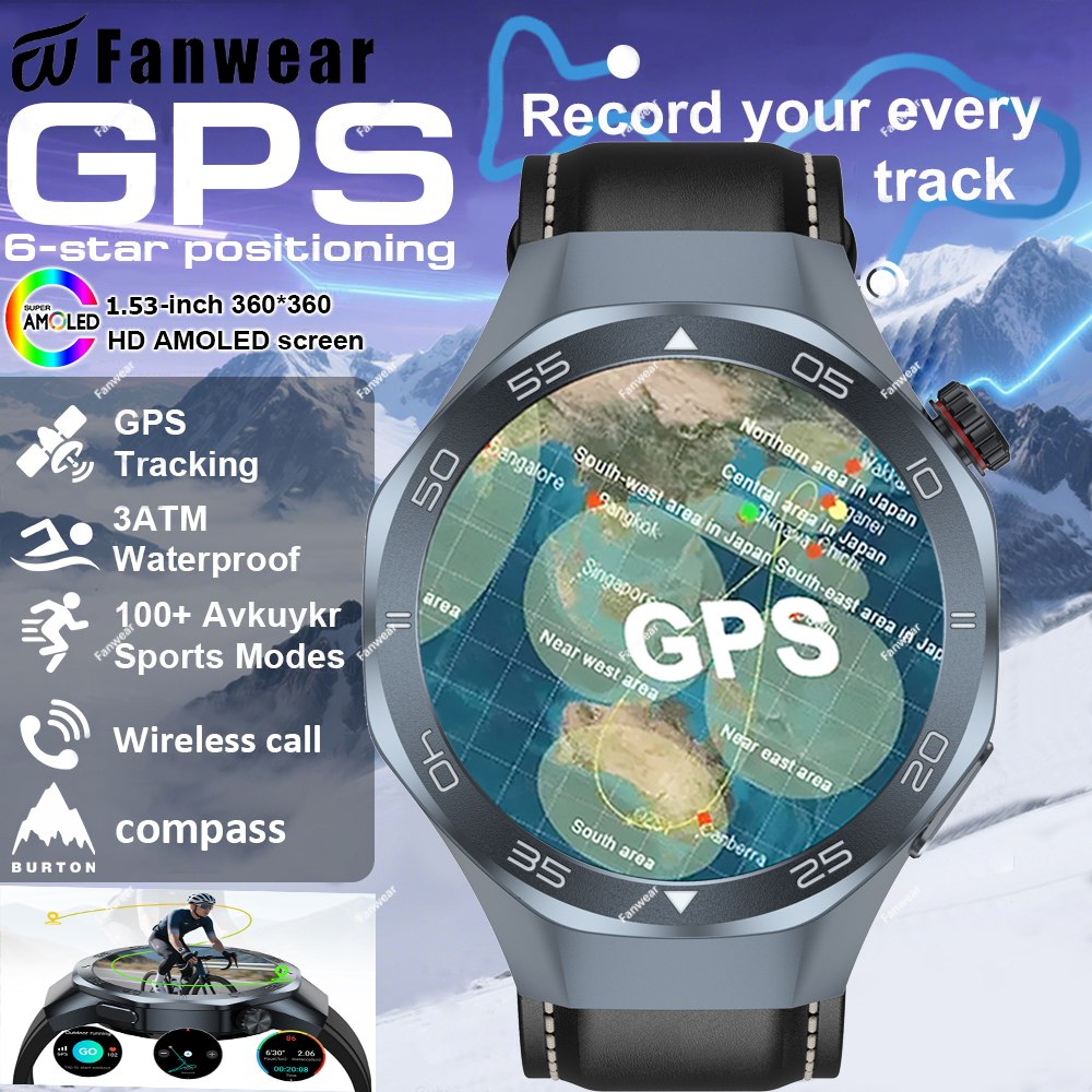 Fanwear Nuovo Orologio GT5 pro Astuto Della Vigilanza Degli Uomini HD AMOLED Schermo Zaffiro GPS inseguitore BT Chiamata saluto Impermeabile Smartwatch Frequenza Cardiaca: verde