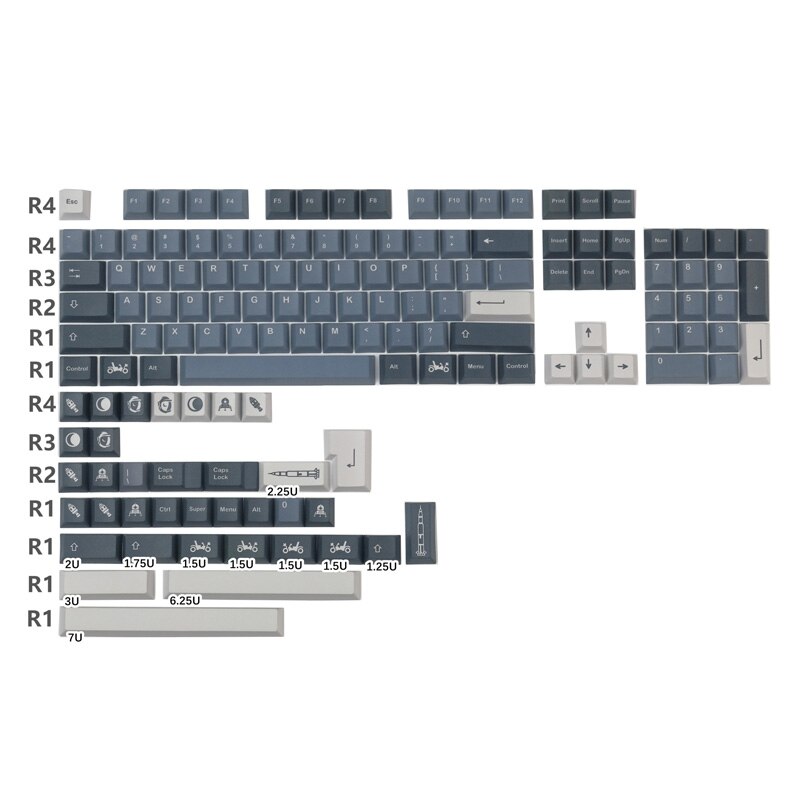 140 Keys GMK Apollo Keycaps Cherry Profiler PBT Dye-Sub Mechanical Keyboard Keycap With 1.25U 1.75U 2U Shift ,ISO Enter: GMK Apollo