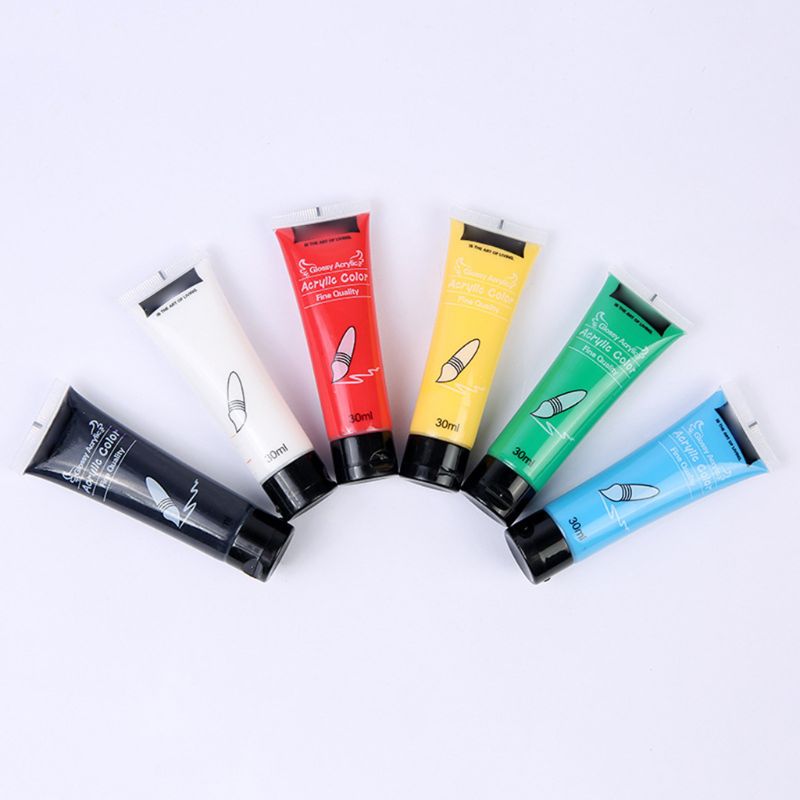 6 Colors 30ml Acrylic Paint Set Drawing Painting Pigment Hand-paint 95AF