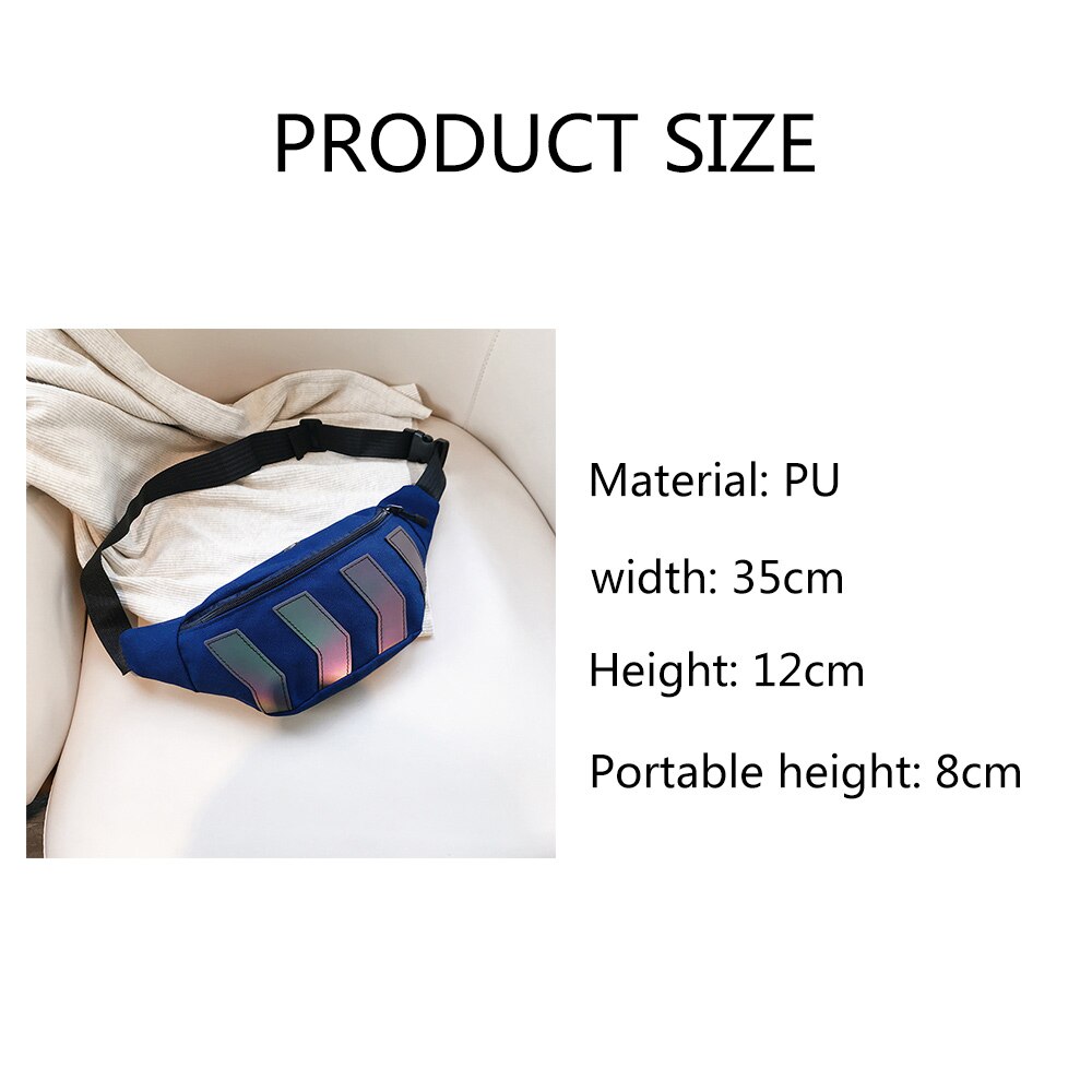 Chest Bag for Men Waist Bag Canvas Male Street Reflective Crossbody Pack Casual Travel Bags Hip Shoulder Pack Fanny Belt Bags