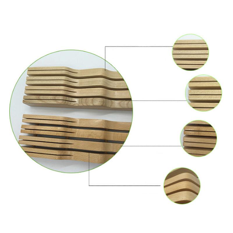Soporte para cuchillos de madera, cajón de almacenamiento para ahorro de espacio, 38,5x10,5x4,5 cm