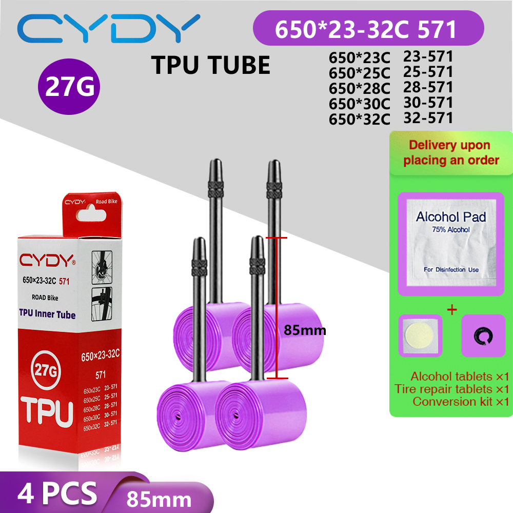 Cydy racercykel tpu-slang 650 x 23c 25c 26c 27c 28c 30c 32c cykeldäck 27g kameradäck 650c pneumatiska aro franska ventiler: Armégrön