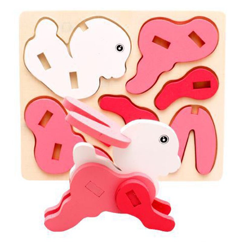 3D Three-dimensional Wooden Animal Jigsaw Puzzle Toys For Children DIY Baby Kids Handmade Wooden Toys Animals Puzzles