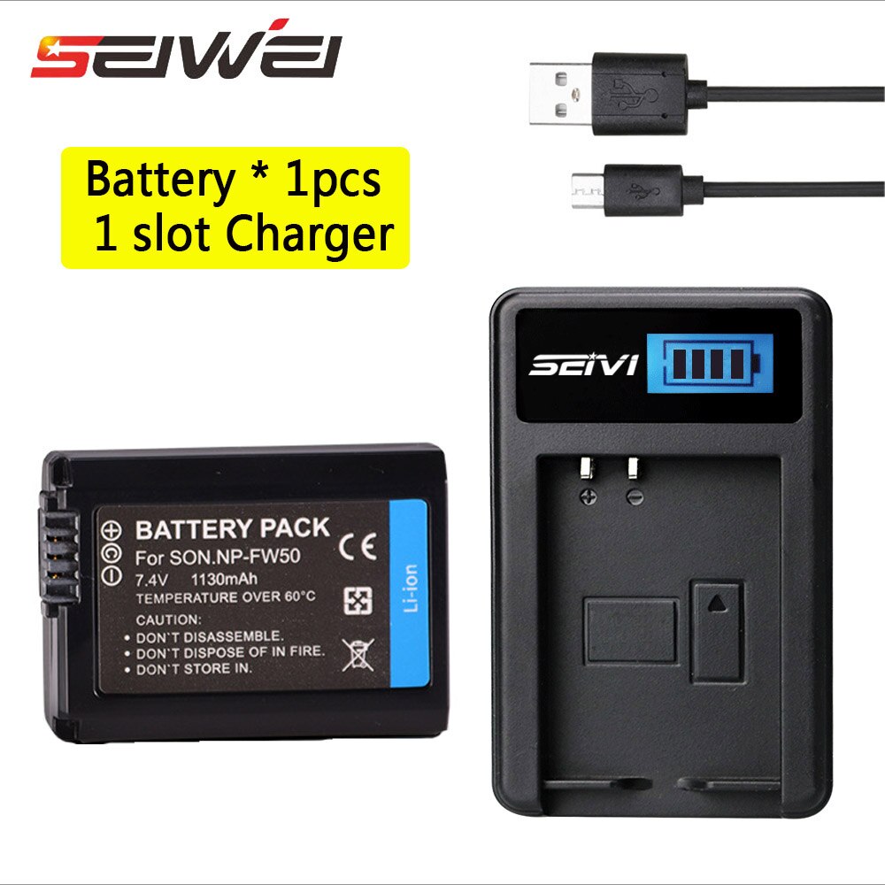 For Sony A6000 Battery NP-FW50 LCD USB Charger + 1130mAh NP FW50 Camera Battery for Sony a6500 a6300 a6000 a5000 a3000 NEX-3 a7R: 2