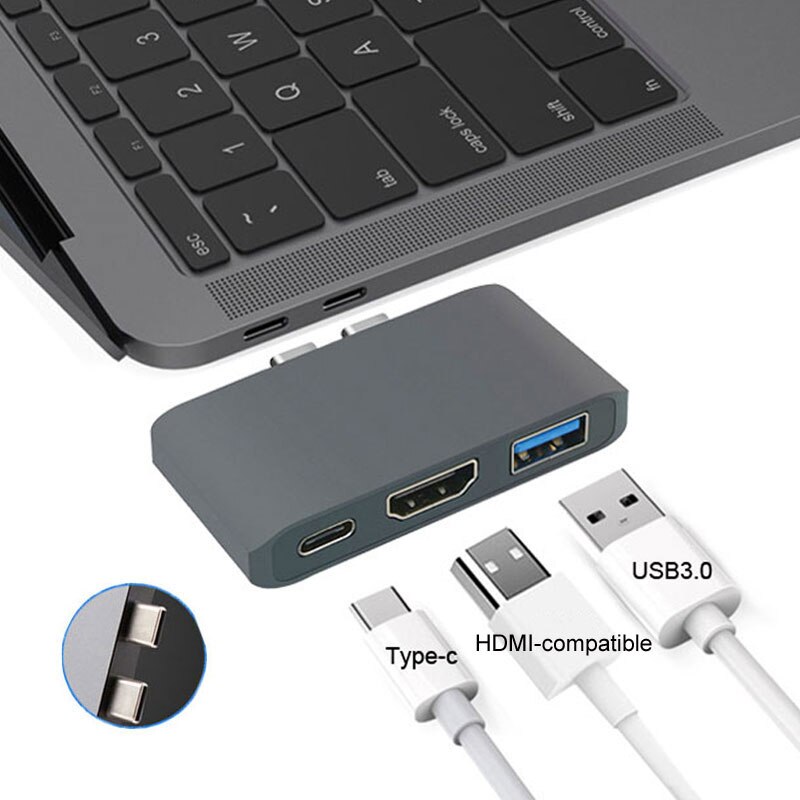 Marsea USB C Thunderbolt 3 Dock con HDMI compatible con Rj45 1000M Adaptador SD TF lector de 3,0 para MacBook Pro aire/tipo-c: 3-1 Gray