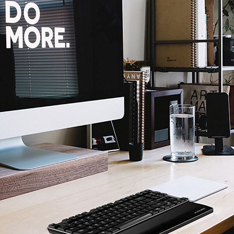 JIUSHARK 87 klawiszy aluminium ergonomiczna klawiatura mechaniczna podkładka strąk nadgarstek poduszka Podkładka dla biura, gry komputerowe, czarny