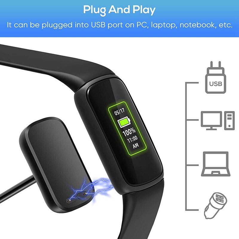 2 Pack Charging Cable for Fitbit Luxe/Charge 5, Replacement USB Charger Cord for Fitbit Luxe with Reset Button [3.3FT]