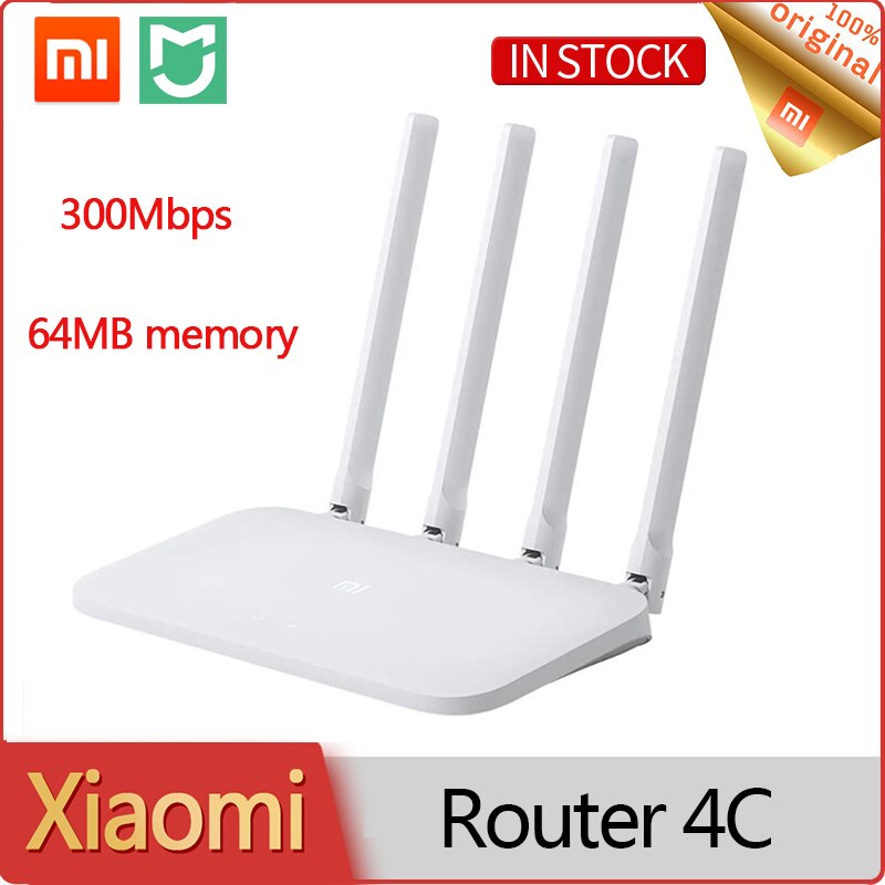 Xiaomi Mi WIFI Router 4C 64MB RAM DDR2 4 Antennas Band 300Mbps 2.4G Wireless Routers WiFi Repeater Mijia APP Intelligent Control