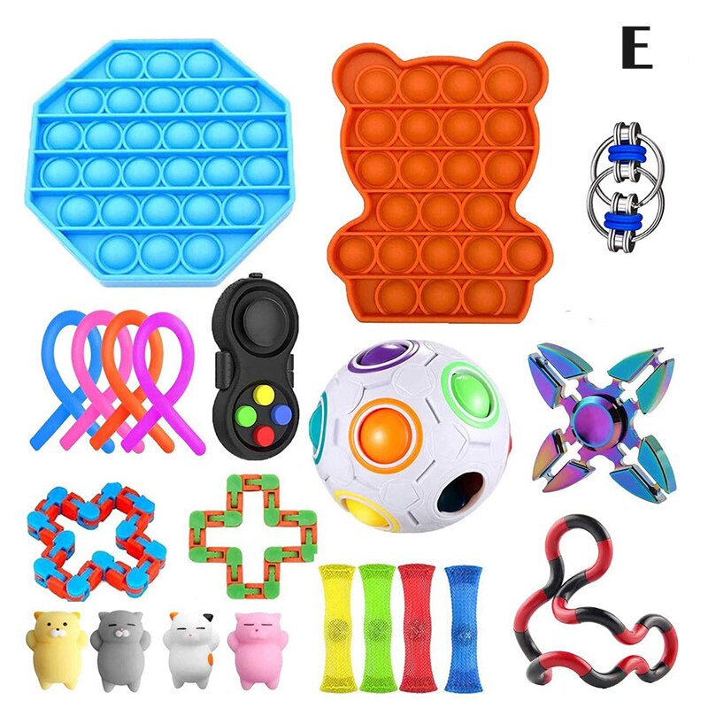 Sensory Toy Set for Kids & Adults - Stress Relief Fidget Toys Assortment - Birthday Party Favors: E