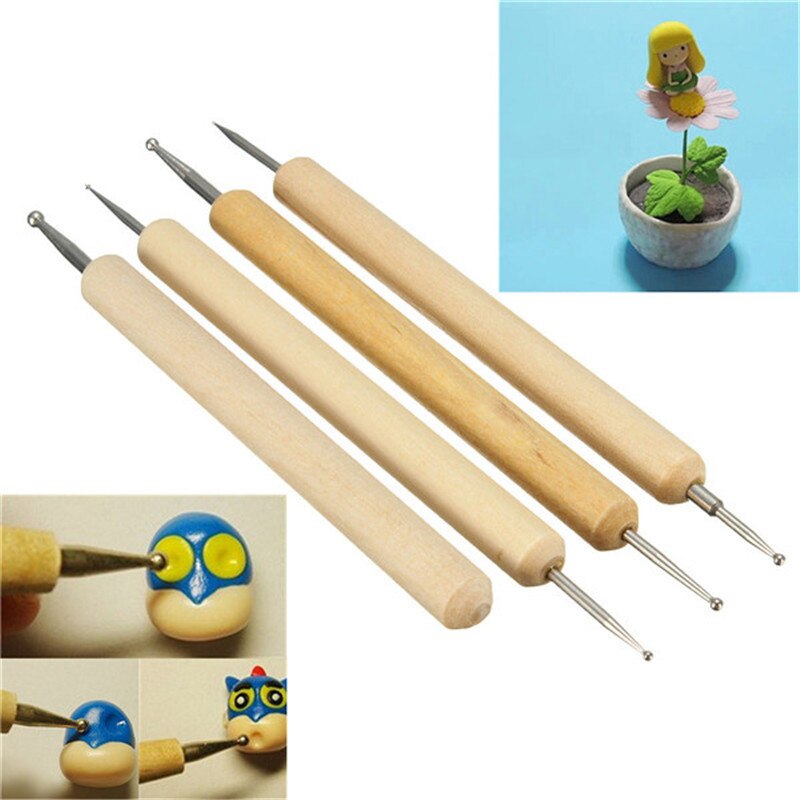 4 typer leire keramikk verktøy modellering små figurer pakke med polymer keramikk skulptur verktøy